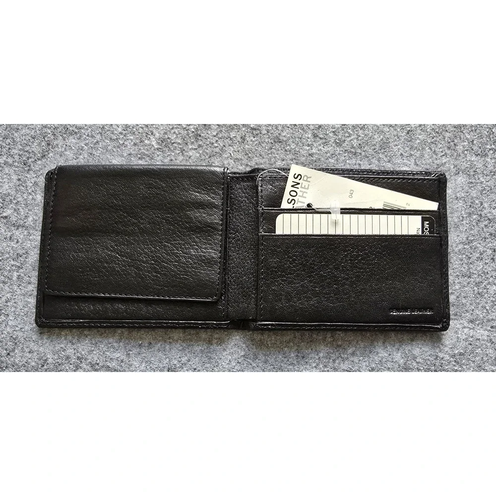 NWT Vintage Wilson's Lesther Textured Men's Classic Bifold Wallet in black